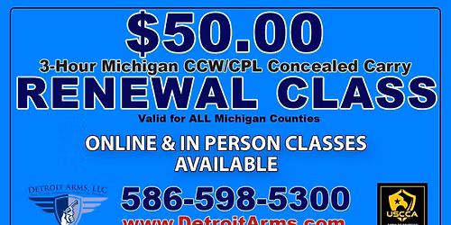 3-Hour Michigan CPL Renewal In Person Class