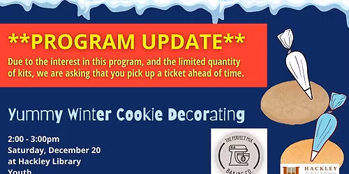 Tickets available in YS - Yummy Winter Cookie Decorating - Youth Program