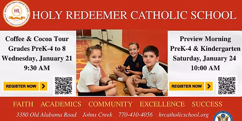 Come Visit Holy Redeemer this January for the 2026-2027 School Year.