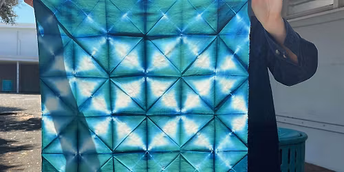 Folding and Clamping Resist Fabric Patterns to Indigo Dye May 16th