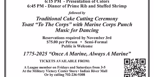 250th USMC Ball hosted by the Marine Corps League of Indian River
