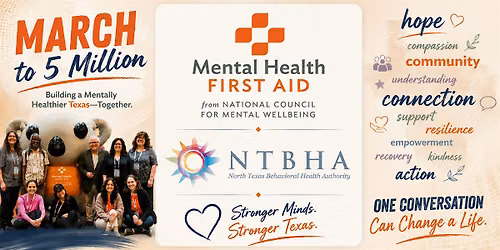 Adult MHFA -Sponsors: NTBHA, Ellis County Beh. Health, United Way W.Ellis