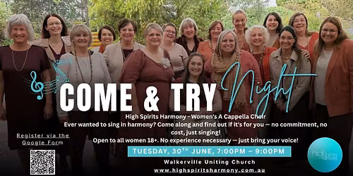 Come & Try Night - High Spirits Harmony - Women's A Capella Singing