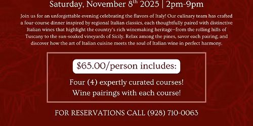 Italian Wine Pairing Dinner