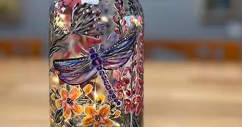 Dragonfly & Flowers Bottle Painting Class