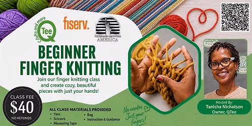 Beginner Finger Knitting Hosted by Tanisha Nicholson, Owner of QTee
