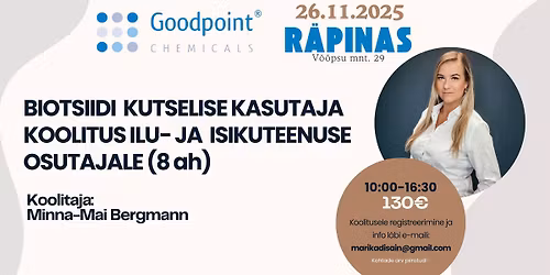BIOTSIIDI KUTSELISE KASUTAJA KOOLITUS ILU- JA ISIKUTEENUSE OSUTAJALE (8 ah)