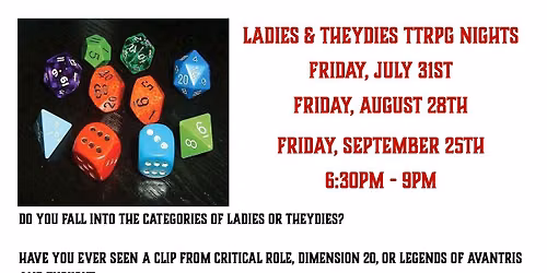 Ladies and Theydies TTRPG Night!
