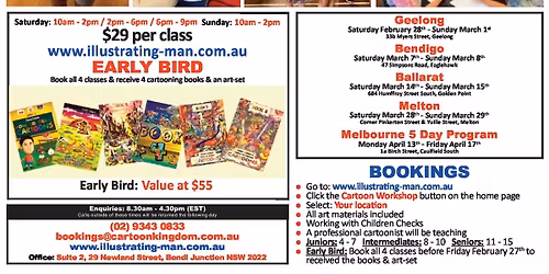 Geelong (VIC) Cartooning Program, February 28 \u2013 March 01 2026