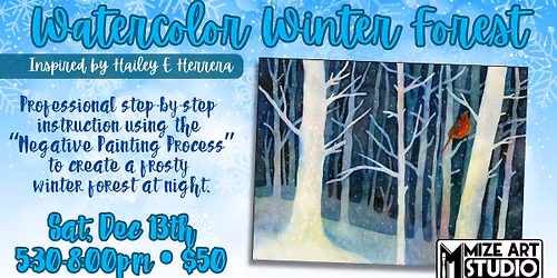 Watercolor Winter Forest