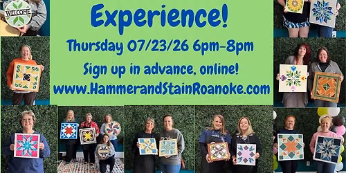 07\/23\/26 (Thursday) Barn Quilt Experience! 6pm - 8pm
