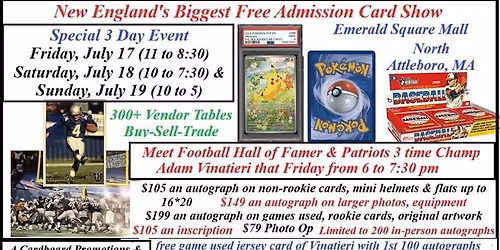 Huge 3 Day Free Admission Card Show with Adam Vinatieri