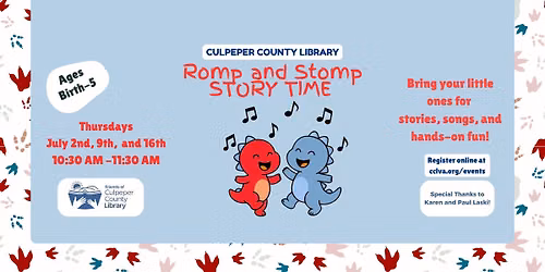 Summer Reading Event: Romp & Stomp Story Time at the Library