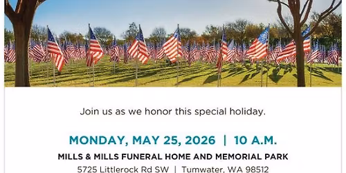 Memorial Day Ceremony 5\/25\/26 @ 10AM