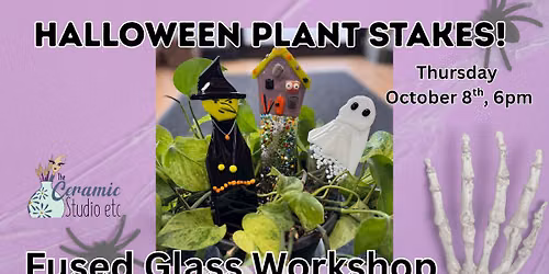 Fused Glass Halloween Plant Stakes