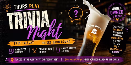 Trivia Night in Denver | Tennyson Street Brewery at Alley Brews
