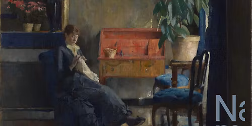 \u200b\u200bKaffe og et kunstverk: Bl\u00e5tt interi\u00f8r av Harriet Backer\u200b