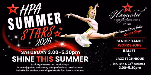 Summer Dance Workshops - Seniors age 12 -16 yrs