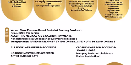 Gauteng Province Pre-Teens & Teens WellCation Retreat Weekend 