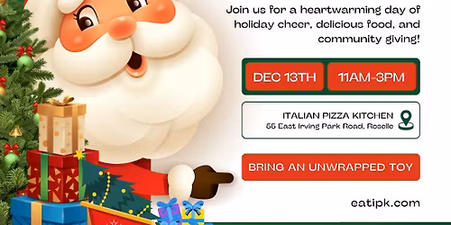 Italian Pizza Kitchen’s Annual Toy Drive with Toys for Tots! 🎅