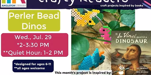 Crafty Readers - Perler Bead Dinosaurs Quiet Hour