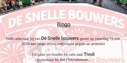 bingo avond van de snelle bouwers + zanger 