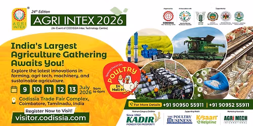 24th Edition \u2013 AGRI INTEX 2026 India\u2019s Prime Agricultural Trade Fair by CODISSIA