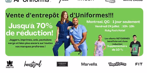 Vente d'entrep\u00f4t d'Uniformes Jusqu'\u00e0 70% de r\u00e9duction! (Montreal, QC)