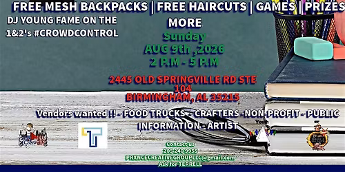 IG:@PRXNCE.tax 5th Back 2 School Supply drive & MESH BACKPACK GIVEAWAY