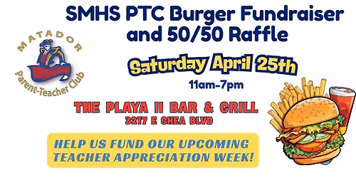 PTC Burger Fundraiser and 50\/50 Raffle at Playa Bar & Grill