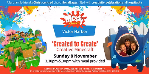 Victor Harbor Messy Church: "Created to Create" \/ Creative Minecraft