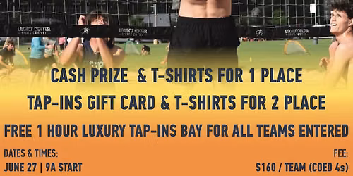 Adult Co-Ed 4v4 Sand Tournament Sponsored by Tap Ins