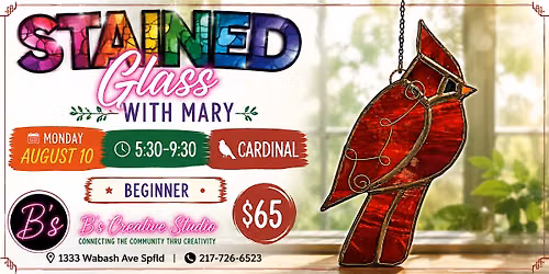 Stained Glass with Mary- CARDINAL