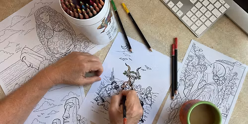 Coloring Night at aromaG's Botanica! 1st Friday Every Month