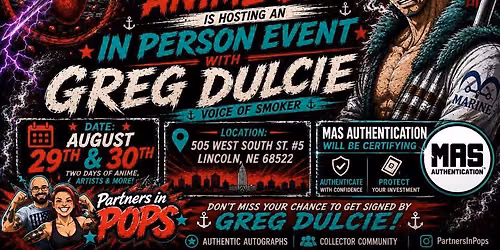 In-Person Event With Greg Dulcie from One Piece!