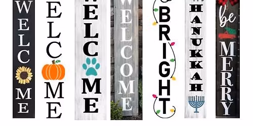 Fall & Winter Layered Round Wood & Porch Sign Painting Workshop Hurricane Grill & Wings Lindenhurst