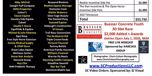 SC Productions RenoVo Barrel Race, Futurity, Derby, Select Stallions Stakes $52,750 Added