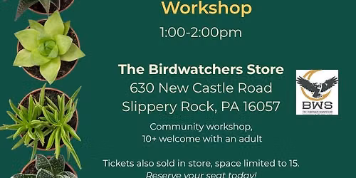 The Birdwatchers Store: Succulents & Self-Care Workshop