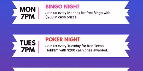 Tuesday Free Texas Hold'em: $200 Cash Prize