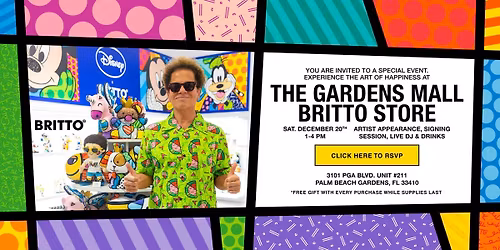 ARTIST ROMERO BRITTO LIVE AT THE GARDENS MALL - PALM BEACH GARDENS