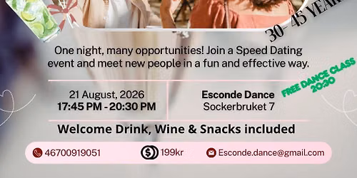 Speed Dating in Gothenburg (For Ages 30-45) - Theme Mojito & Mingle\u2705\ud83d\udc98\ud83c\udf78