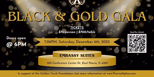 Alpha Phi Alpha Fraternity, Inc., Peoria Alumni Chapter presents:\n \nBlack and Gold  Gala