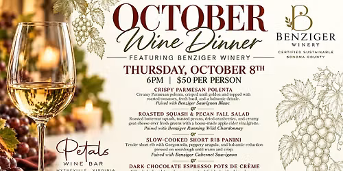 Benziger Wine Dinner at Petals