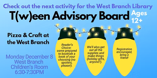 T(w)een Pizza & Craft at the West Branch