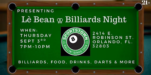 L\u00e8 Beans Monthly \u26a2 Billiards Night