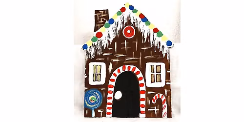 Mixed Media Gingerbread House Painting Class for Kids & Adults