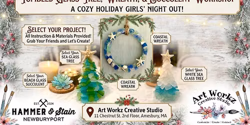 Tumbled Glass Tree, Succulent, Gnome, & Weath Workshop