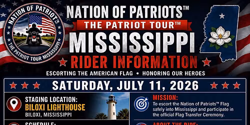 The Patriot Tour Mississippi Flag transfer