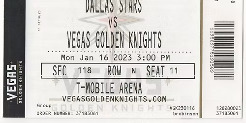 Vegas Golden Knights at Dallas Stars Tickets