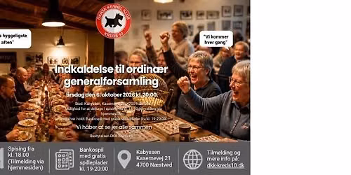 Ordin\u00e6re generalforsamling med f\u00e6llesspisning og bankospil f\u00f8r generalforsamlingen